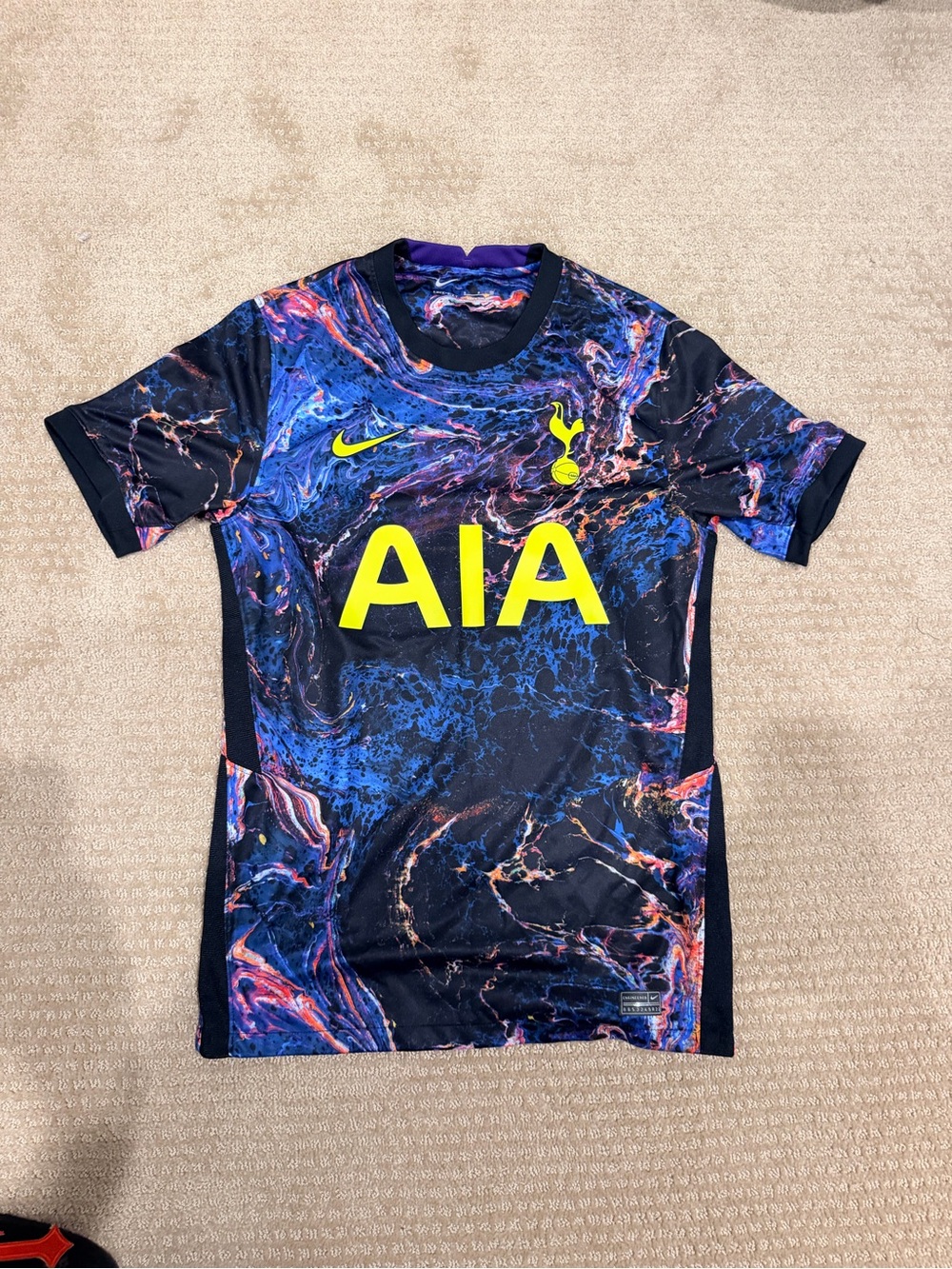 Nike Kids' Marble Print Soccer Jersey - Blue with Neon Yellow Accents